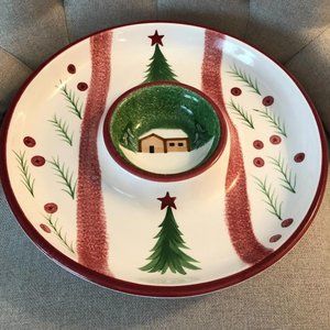 The Cellar Log Cabin Chip 'N Dip Serving Platter - Never Used with Tag